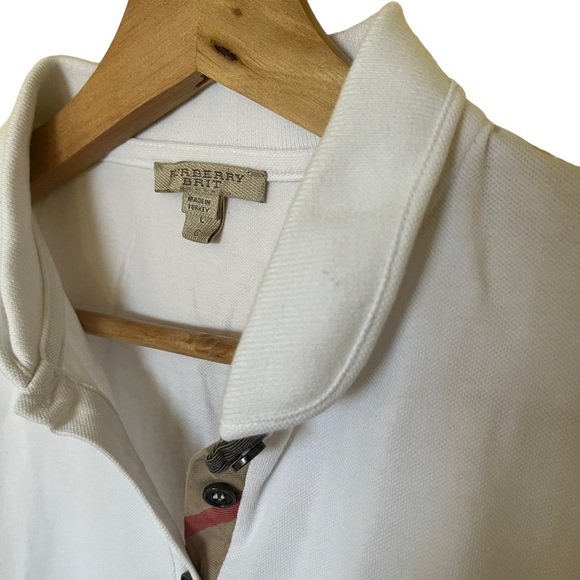 Burberry Check Trim Stretch Pique Polo Shirt Size L - Picture 7 of 7